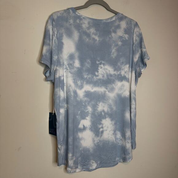 Market & Spruce Tie Dye Scoop Neck T-Shirt Blue White Short Sleeve Small NWT - Picture 4 of 6